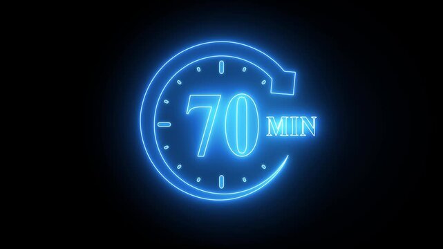 Neon Blue 70 Percent Discount Countdown Timer on Black Background