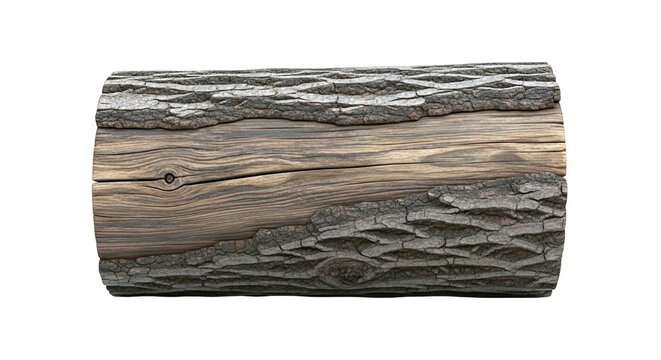 Close-up of a rough bark log with visible wood grain