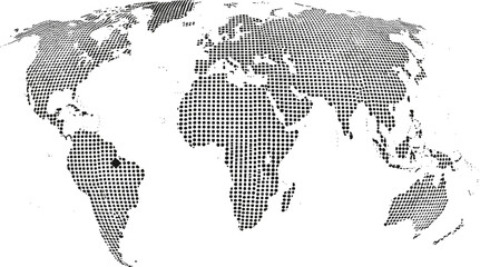 Halftone world map with dotted pattern on white background © MdTofazzal
