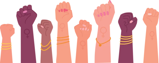 Fotobehang Restaurant Women fist lift up. Female power illustration  © ssstocker