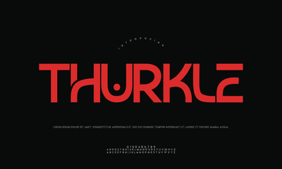 Obraz premium Unique geometric display font, Thurkle, for bold headlines and avant-garde graphic design.