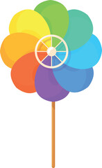 Fototapeta premium Colorful pinwheel icon. Rainbow paper flower spinner