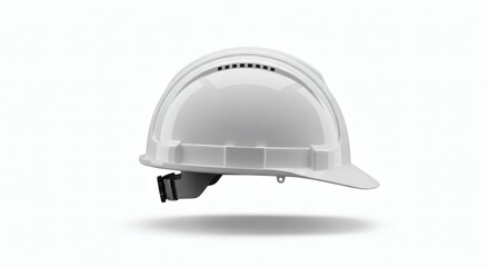 Fototapeta premium White Hard Hat Safety Gear on Bright Background.