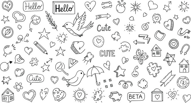 Whimsical doodle illustrations for creative projects and designs