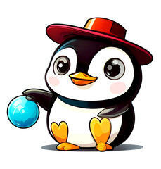 Fototapeta premium Playful Penguin Cartoon Illustration