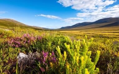 Fototapeta premium Vibrant Vegetation Showcases Rich Flora Diversity in Challenging Landscape