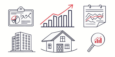 Fototapeta premium Illustrations of various financial and investment concepts and strategies