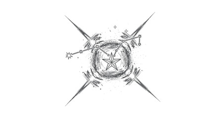 A mystical celestial design featuring a grunge star and constellation pattern. © TDF CREATIVE