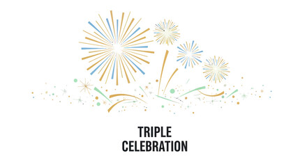 Abstract fireworks exploding in a celebratory pattern with text.