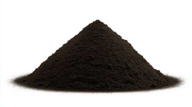 A pile of dirt is on a white background