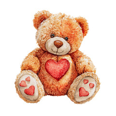 Obraz premium Watercolor - Bear valentine watercolor painted isolation on transparent&nbsp;illustration format&nbsp;, in PNG flie.