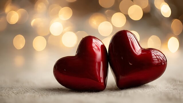 Two Red Heart Shaped Objects Together.