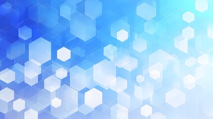 Obraz premium Blue and white hexagon pattern background with gradient effect and geometric shapes