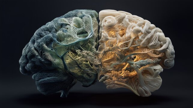 National Multiple Personality Day:scientific CGI of the same subject, same framing and lighting, brain visualization with multiple faint coexisting neural activation layers