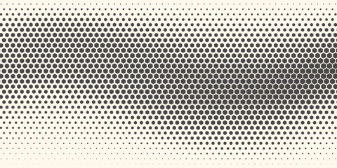 Hexagon Shapes Vector Abstract Geometric Technology Oscillation Wave Isolated on Light Background. Halftone Hex Retro Simple Pattern. Minimal 80s Style Dynamic Tech Wallpaper © fila