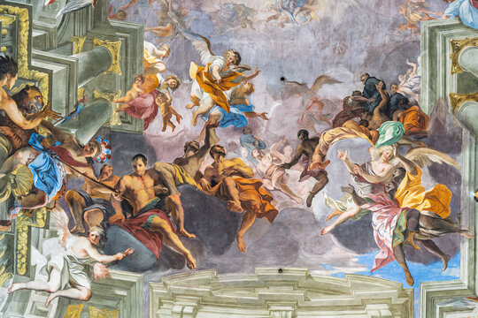 Italy - Rome - Saint Ignatius Loyola Church - Andrea Pozzo's Glory of Saint Ignatius ceiling fresco creates stunning trompe-l'oeil