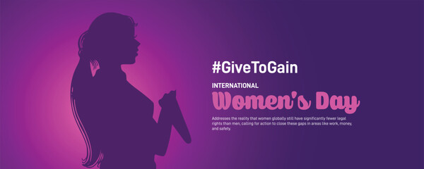 international women's day 2026. international women's day Creative banner, poster, postcard, social media post, template, background, web banner, cover, greetings card design etc.  givetogain © MstMouluda