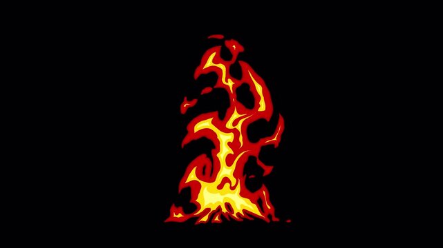 Dynamic Fire Flames on Black Background for Visual Effects and Overlays.