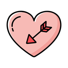 Pink Heart with Red Arrow &ndash; Valentine&rsquo;s Day Illustration