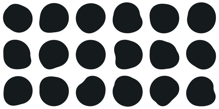 Black Blob Shapes Collection Vector: Organic Abstract Design Elements and Random Fluid Form Icons for Minimalist Modern Branding