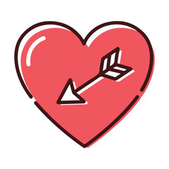 Cupid&rsquo;s Arrow Piercing a Red Heart