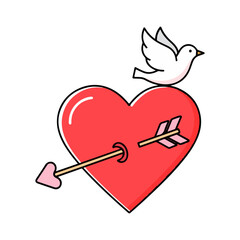 Heartstruck: Red Heart Pierced by Arrow with Flying Dove