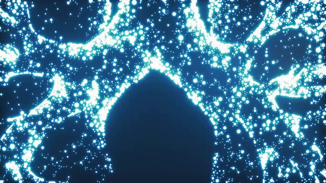 Glowing abstract lung anatomy with moving particles and light effects