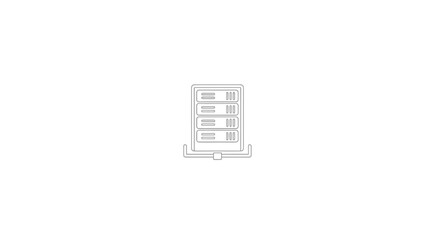 Server Rack Data Center Outline Icon for Cloud Computing on Isolated White Background