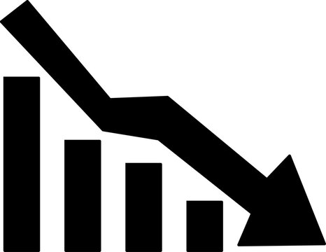 Downward trend chart or financial decrease vector icon