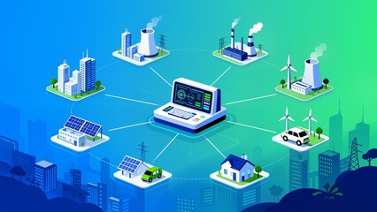 Fototapeta premium Smart city energy network diagram