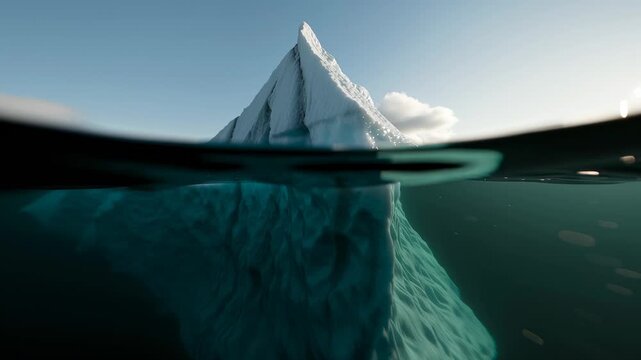 Majestic iceberg reflections and submerged perspective in arctic waterscape