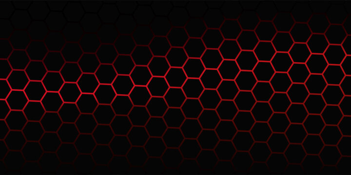 Abstract luxury background with dark mosaic honeycombs and shiny elements. Luxury dark background with hexagon elements. Elegant background with black honeycomb texture. Vector