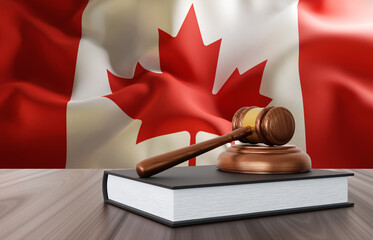 Judge gavel with Canada flag. Law and Justice concept. 3d-rendering