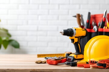 Fototapeta premium Power Tools and Equipment on Workbench for Home Renovation Projects