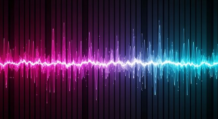 Happy valentines day heartbeat waveform graphic with colorful pink and blue lights