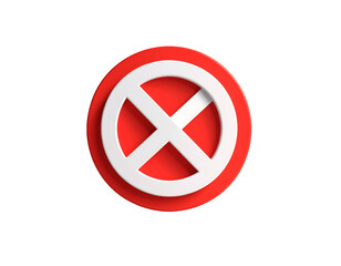 Obraz premium Red circular symbol with white X, a universal sign of prohibition