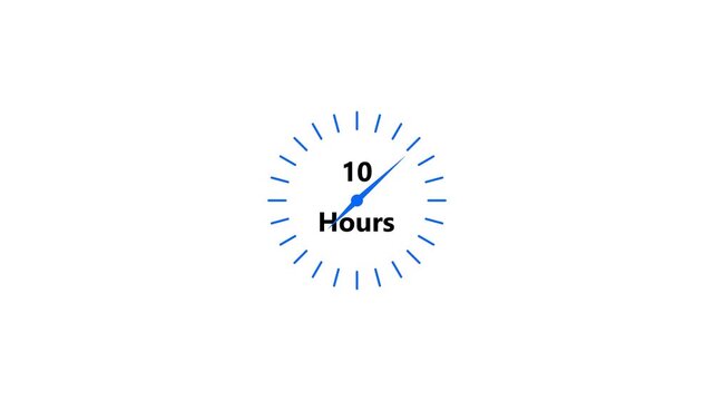 10 hours Emergency Services in royal blue color animation. Customer service. Abstract Online support call center white background 4k video. 