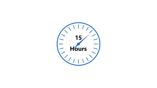 15 hours Emergency Services in royal blue color animation. Customer service. Abstract Online support call center white background 4k video. 