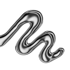 Melted chrome metal liquid shape isolated 3D Rendering. Spilled liquid metal beauty cosmetics swatch sample 3D Rendering