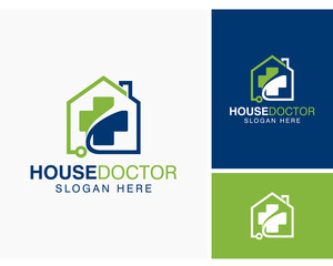 health care house doctor logo design vector icon template