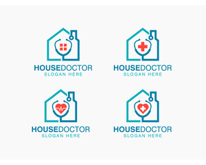 health care house doctor logo design vector icon collection