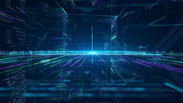 Cyber Data Highway: A futuristic digital landscape of interconnected data streams, representing the cutting-edge of technology and global networks, this abstract image evokes innovation, complexity.