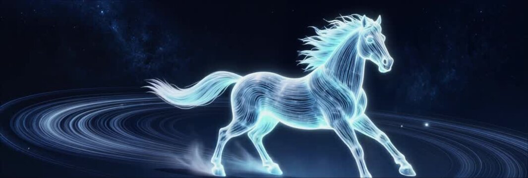 Blue light effect running horse animation