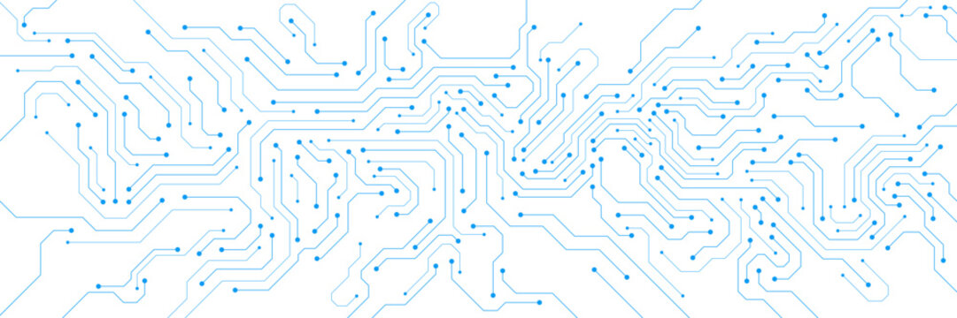 Modern circuit board technology or lines diagram connection. Futuristic network connection, motherboard computer and quantum computer design concept. Vector