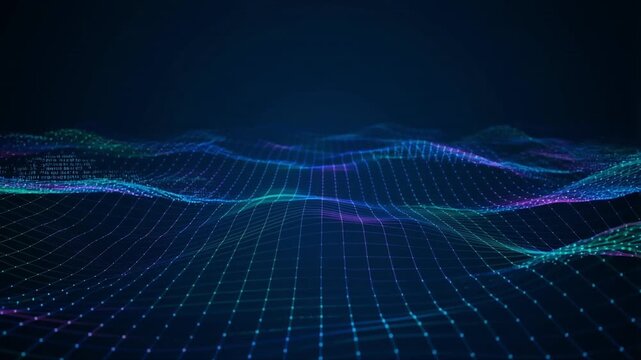 Digital Landscape Visualization: An abstract representation of a digital landscape unfolds, showcasing a dynamic interplay of interconnected nodes.