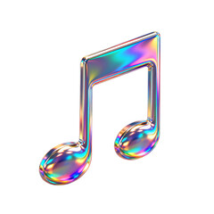Vibrant 3D Iridescent Holographic Musical Note Icon, Concept of Creative Sound, Digital Audio, Streaming, and Modern Media Technology Background