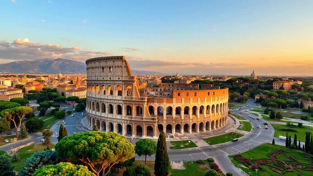Colosseum in Rome at sunset