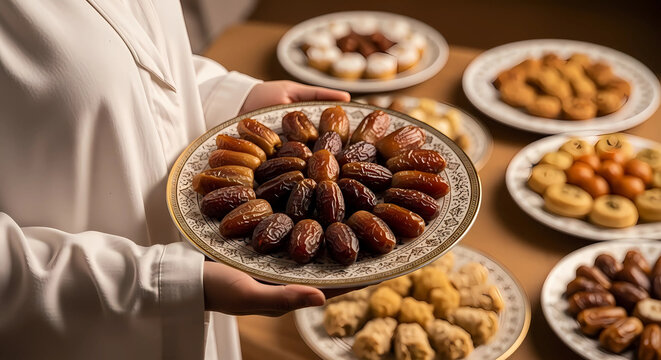 Ramada iftar date fruit platter traditional ramadan food