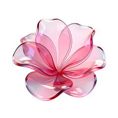 Transparent Pink Glass Flower Petals 3D Rendering for Beauty Spa Cosmetics Background and Abstract Romantic Floral Design Elements