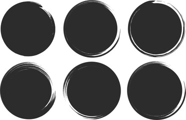 Set of grunge circle brush stroke vector illustration